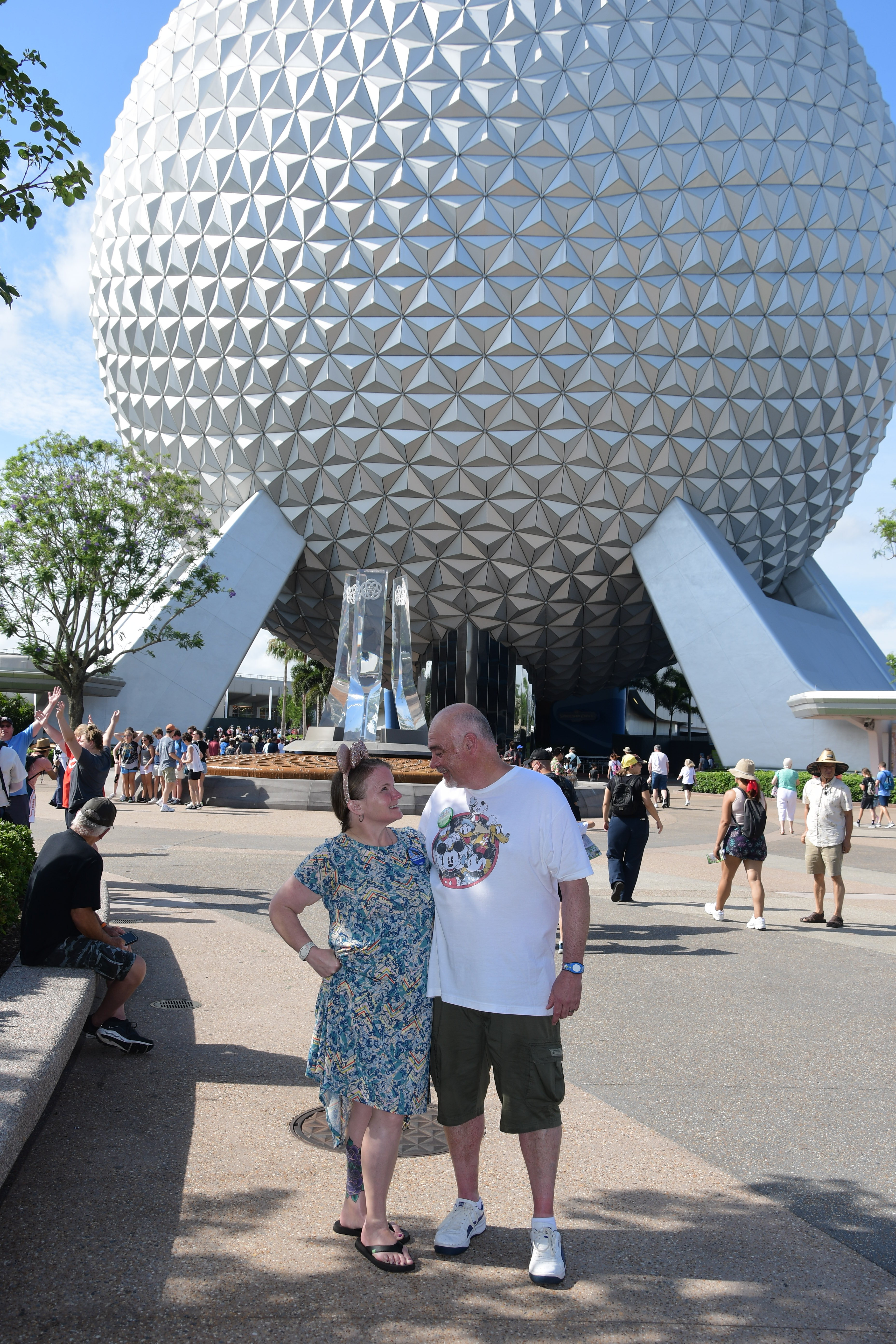 Posing in front of Spaceship Earth