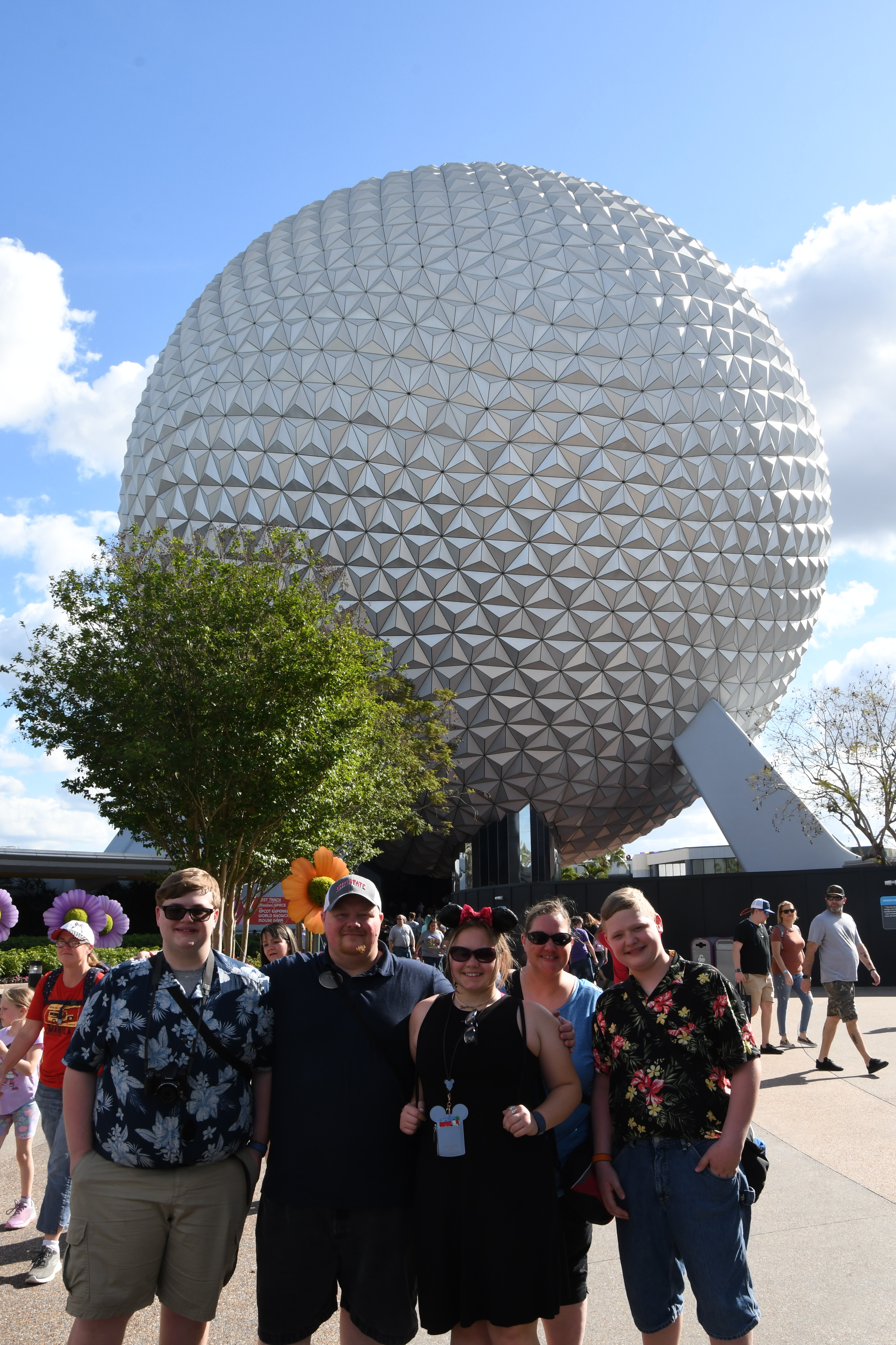 2020 in front of Spaceship Earth