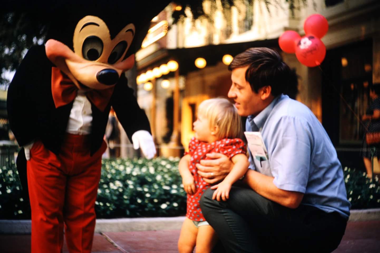 Disneyland 1969 Meeting Mickey Mouse with dad